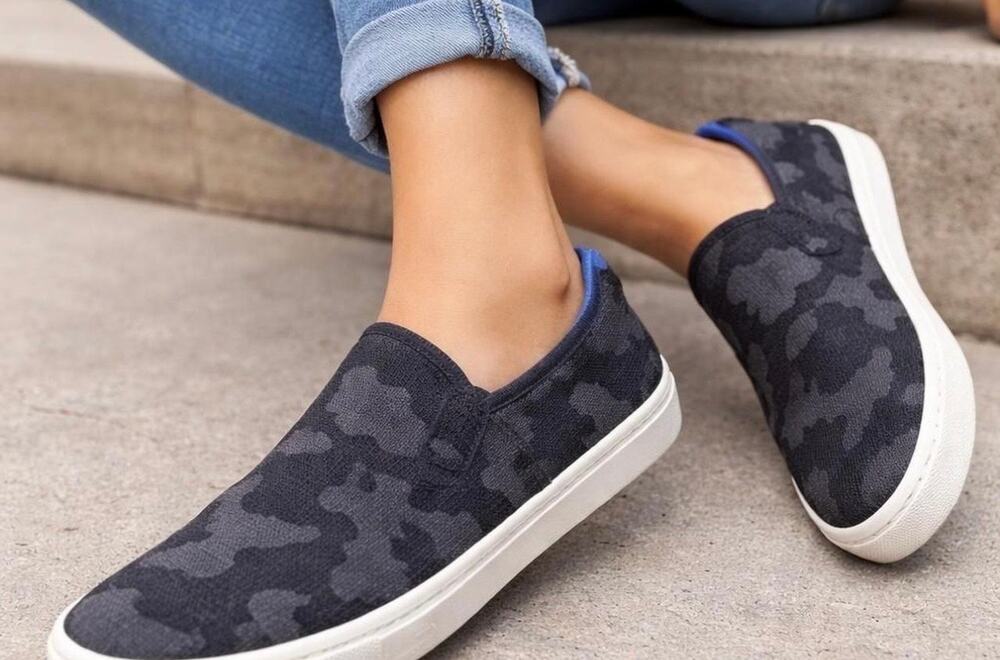 Rothy's The Sneaker In Gray Camo Women's Size 8 Pull On Slip On Tennis Shoes